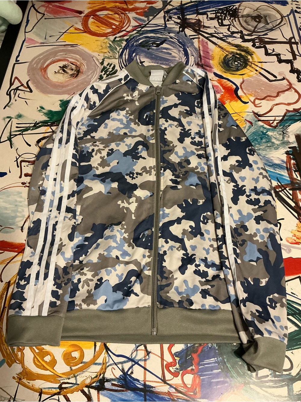adidas Men's Blue & Gray Camo Track Jacket